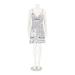 John Galliano 2000s Newspaper Print Slip Dress